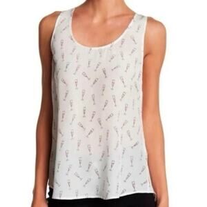 Joie 100% Silk Champagne Graphic Sleeveless Top Small